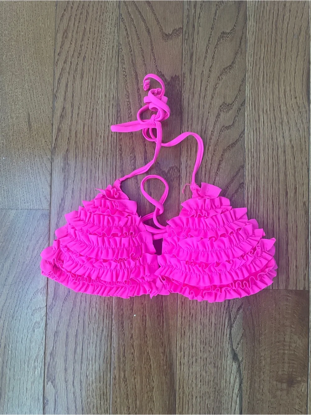 Neon Pink Ruffle Bikini Set - Picture 2 of 3